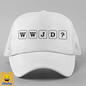 WWJD? Foam Trucker Hat Snapback Cap White